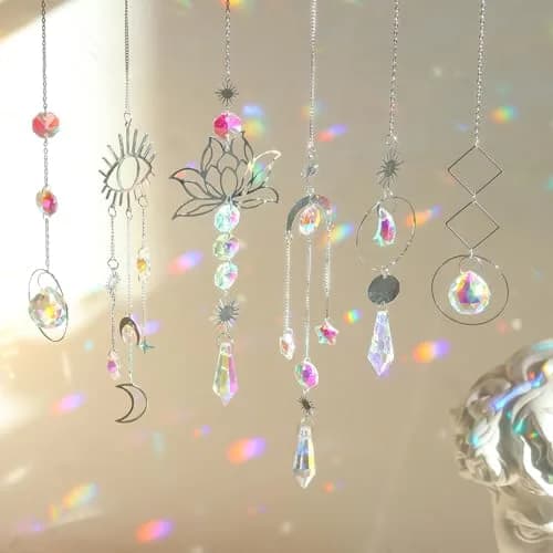 ilclviz Suncatcher Crystal Hanging Sun Catcher Prism 6 pcs | Elegant Rainbow Decor for Windows & Garden thumbnail 6