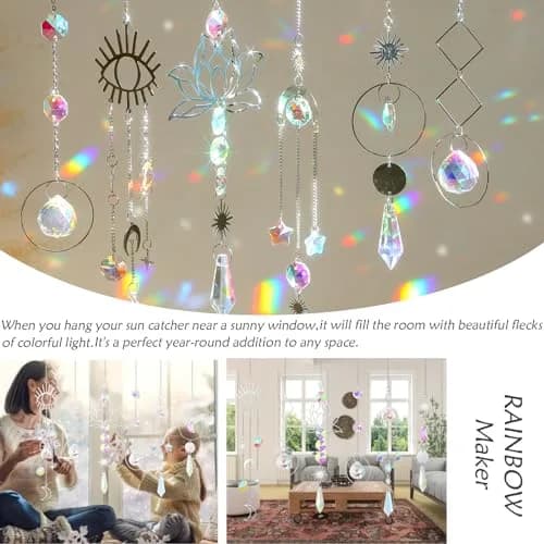 ilclviz Suncatcher Crystal Hanging Sun Catcher Prism 6 pcs | Elegant Rainbow Decor for Windows & Garden thumbnail 7