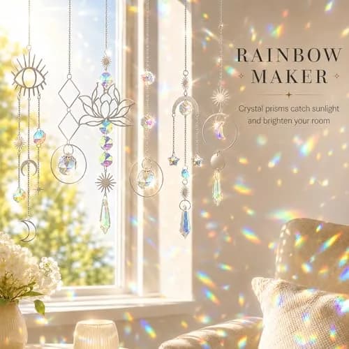 ilclviz Suncatcher Crystal Hanging Sun Catcher Prism 6 pcs | Elegant Rainbow Decor for Windows & Garden thumbnail 2
