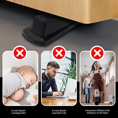 Utron Black Rubber Door Stoppers 12 Pack | Floor Mount, 12cm (4.8in) L x 5.6cm (2.2in) W x 3.3cm (1.3in) H thumbnail 4