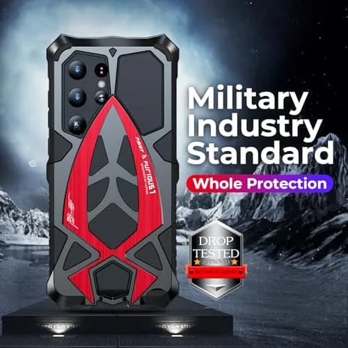 Lunivop Heavy Duty Case for Samsung Galaxy S24 Ultra (6.8 inch) | Military Grade Protection, Black Red thumbnail 5