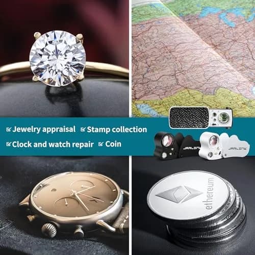 JARLINK Jewelry Loupe 30X 60X 90X LED UV Illuminated Magnifier for Jewelry, Coins & Gems thumbnail 6