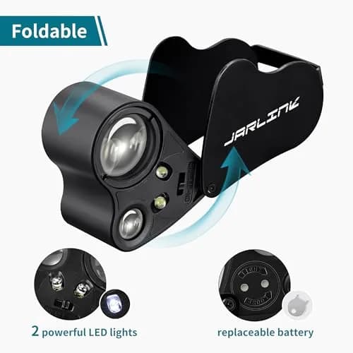 JARLINK Jewelry Loupe 30X 60X 90X LED UV Illuminated Magnifier for Jewelry, Coins & Gems thumbnail 2