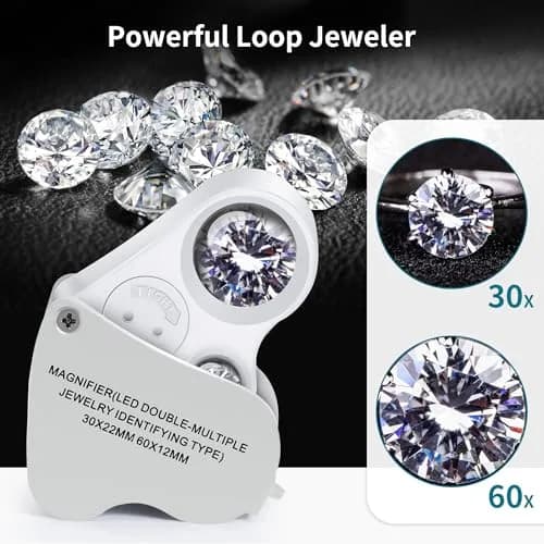 JARLINK Jewelry Loupe 30X 60X 90X LED UV Illuminated Magnifier for Jewelry, Coins & Gems thumbnail 3