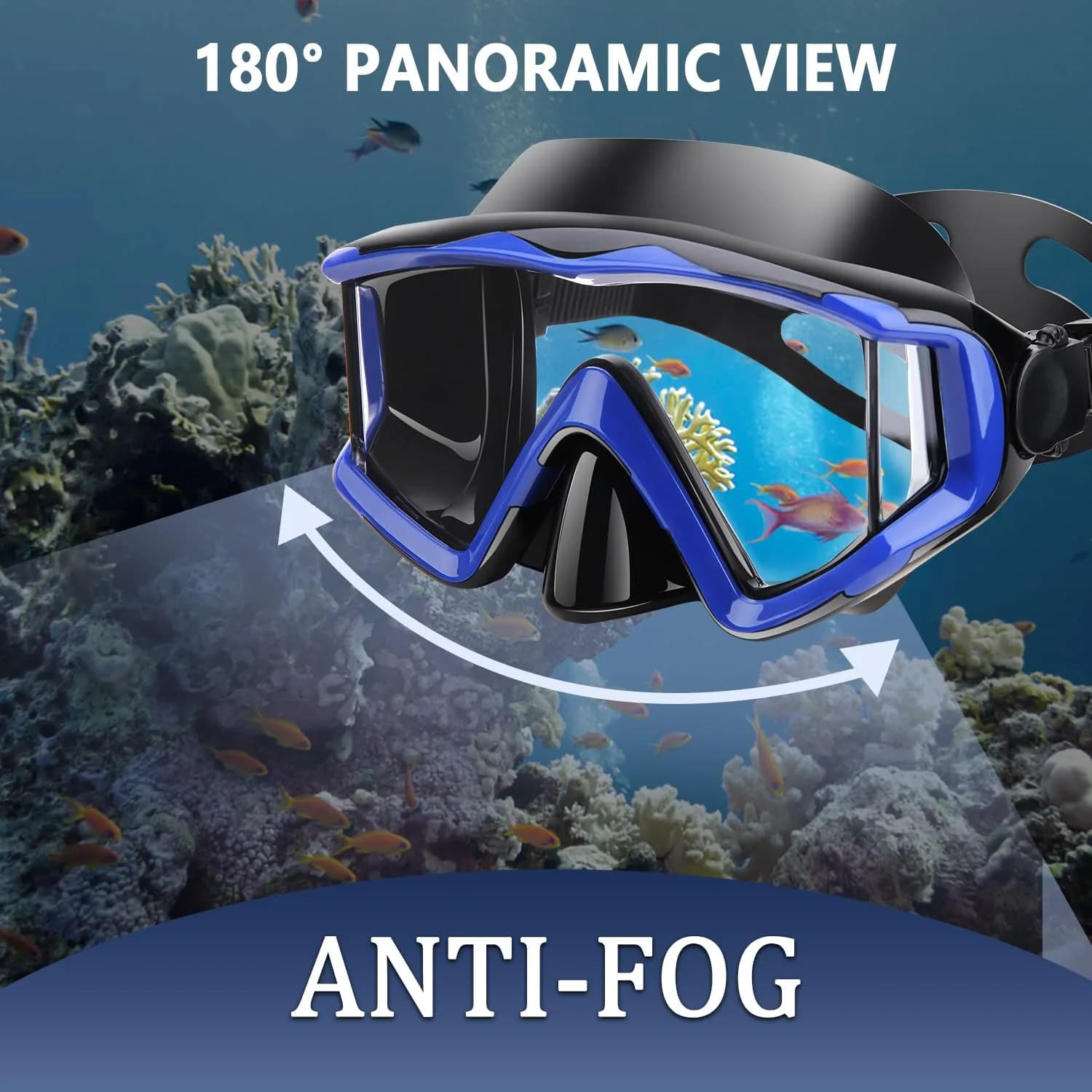 AQUA A DIVE SPORTS Single Lens Diving Mask Blue | 180° Wide Field of View - view 5