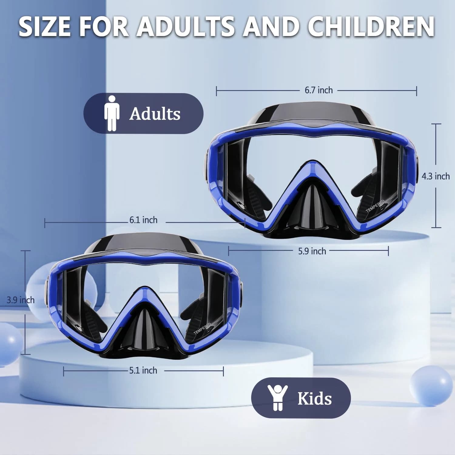 AQUA A DIVE SPORTS Single Lens Diving Mask Blue | 180° Wide Field of View - view 7