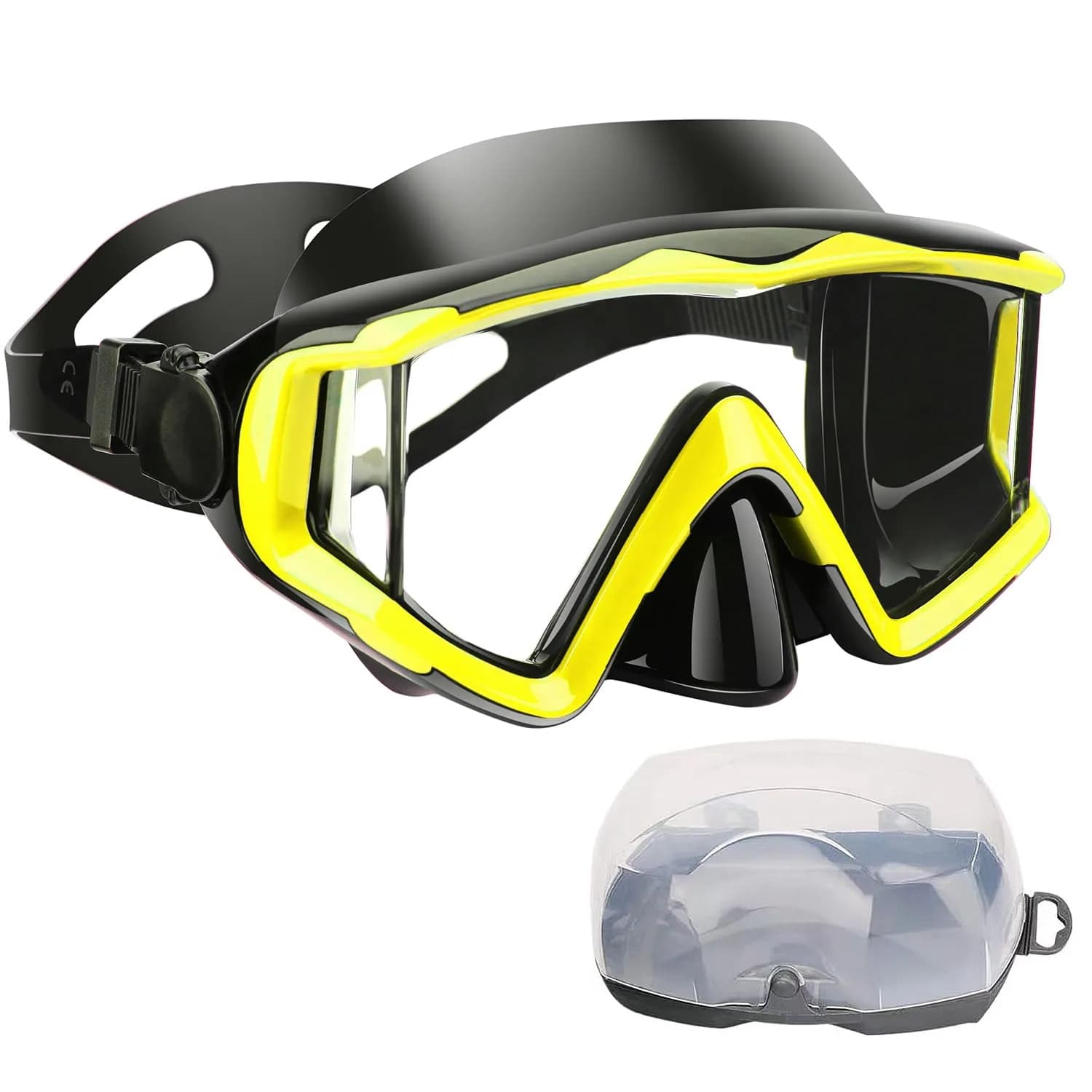 AQUA A DIVE SPORTS One-Piece Lens Diving Mask Yellow Black | Wide 180° Field of View