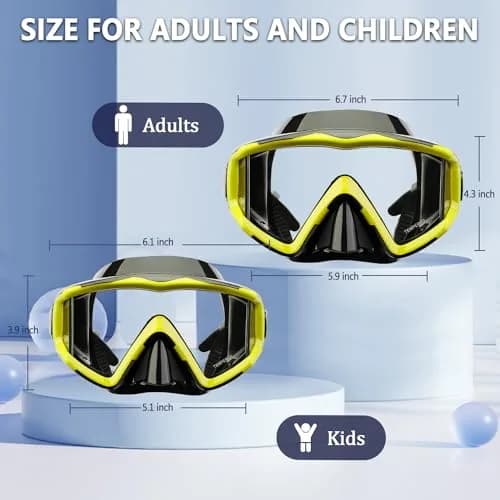 AQUA A DIVE SPORTS One-Piece Lens Diving Mask Yellow Black | Wide 180° Field of View thumbnail 7