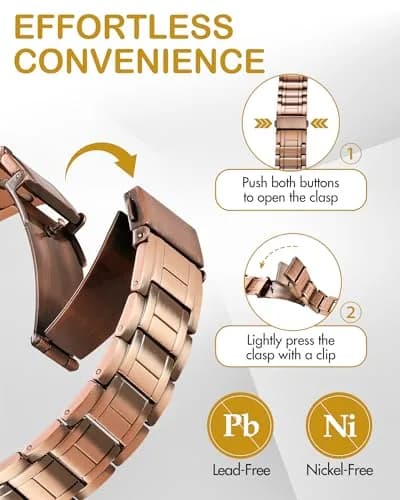 Feraco Pure Copper Magnetic Bracelet for Men | 22cm (8.66'') Adjustable thumbnail 5