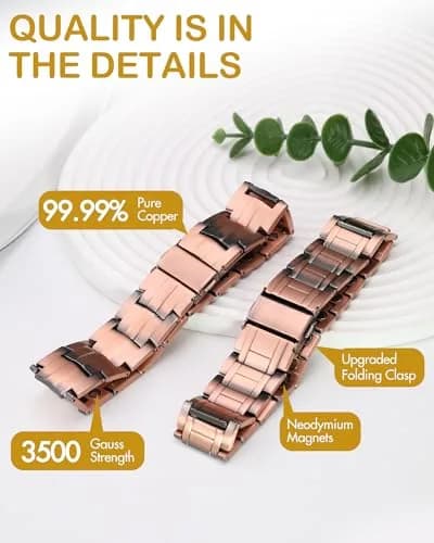 Feraco Pure Copper Magnetic Bracelet for Men | 22cm (8.66'') Adjustable thumbnail 3