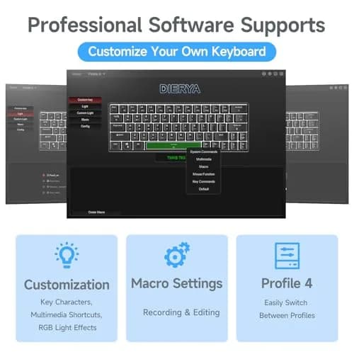 DIERYA DK63 60% Wireless Mechanical Gaming Keyboard | Bluetooth/2.4G/Wired RGB Backlit Compact 63 Keys Mini Office Keyboard | Blue Switch | for Windows PC Gamer Typist (White) thumbnail 7