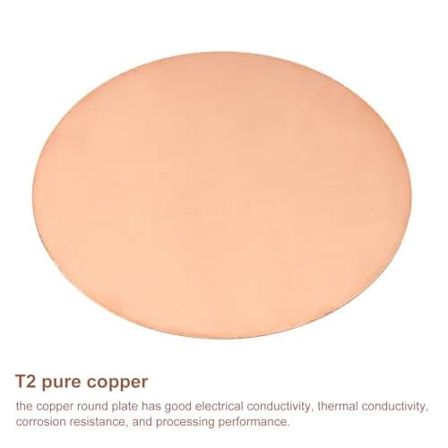 uxcell Pure Copper Sheet 150mm (6") Diameter x 1mm (0.04") Thickness | T2 Copper Metal Round Plate for Crafts, Electrical Repairs thumbnail 3