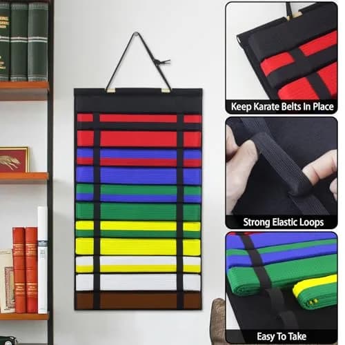 SANJHFF Karate Belt Display Rack Holds 12 Belts | Wall-Mount Martial Arts Organizer thumbnail 4