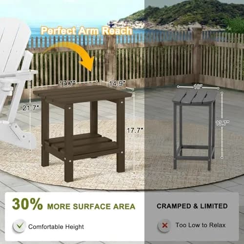ABCPATIO Patio Side Table HDPE Double Layer Storage Square Dark Brown | Weather-Resistant & Cost-Effective thumbnail 5