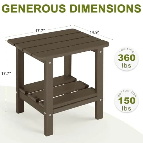 ABCPATIO Patio Side Table HDPE Double Layer Storage Square Dark Brown | Weather-Resistant & Cost-Effective thumbnail 7