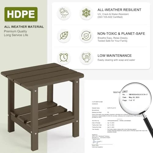 ABCPATIO Patio Side Table HDPE Double Layer Storage Square Dark Brown | Weather-Resistant & Cost-Effective thumbnail 2