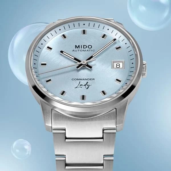 MIDO Commander Lady - Swiss Automatic Watch for Women - Blue Dial - 35mm Stainless Steel Case thumbnail 7