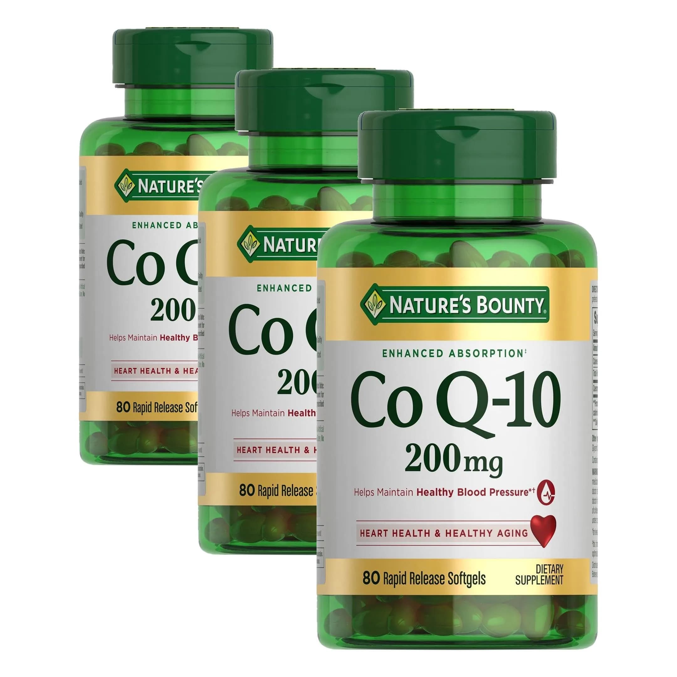 Nature's Bounty CoQ10 200mg Rapid Release Softgels, 240 Count | Supports Heart Health & Cellular Energy