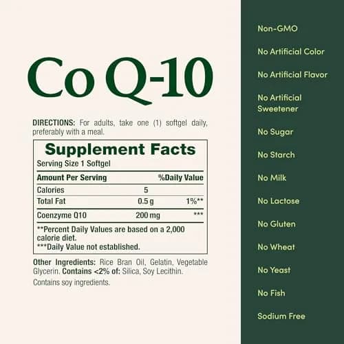 Nature's Bounty CoQ10 200mg Rapid Release Softgels, 240 Count | Supports Heart Health & Cellular Energy thumbnail 6