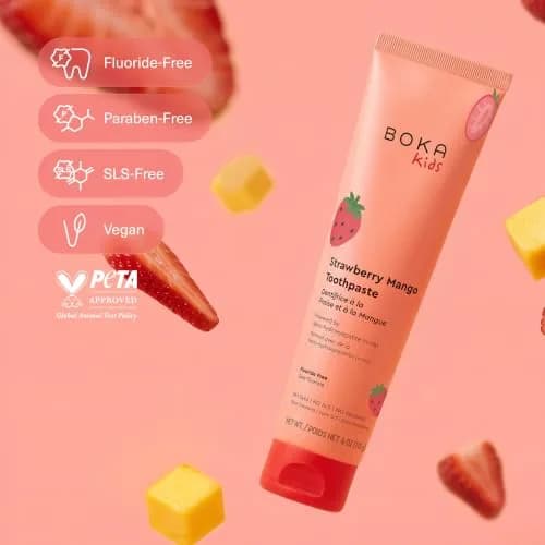 Boka Kids Toothpaste Strawberry Mango Nano Hydroxyapatite Fluoride-Free 4 oz (113 g) | Dentist Recommended for Enamel Care thumbnail 5