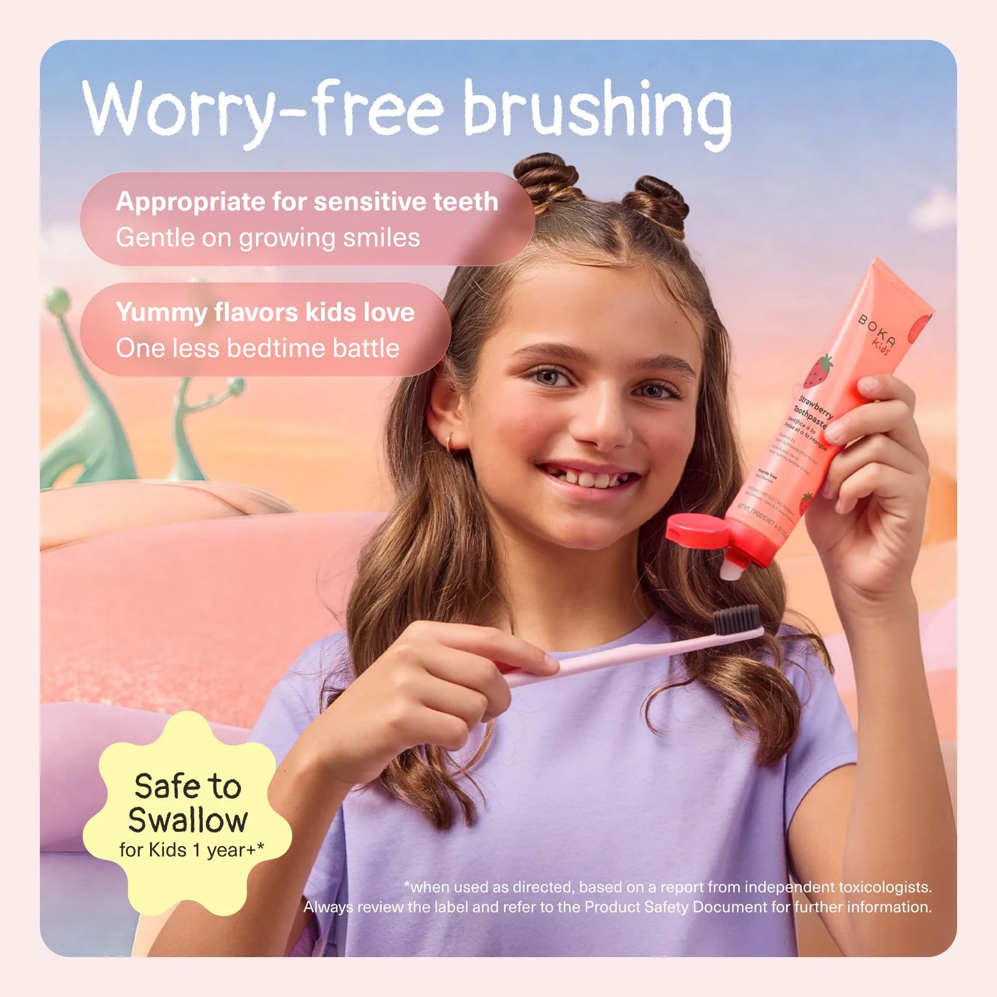 Boka Kids Toothpaste Strawberry Mango Nano Hydroxyapatite Fluoride-Free 4 oz (113 g) | Dentist Recommended for Enamel Care - view 4