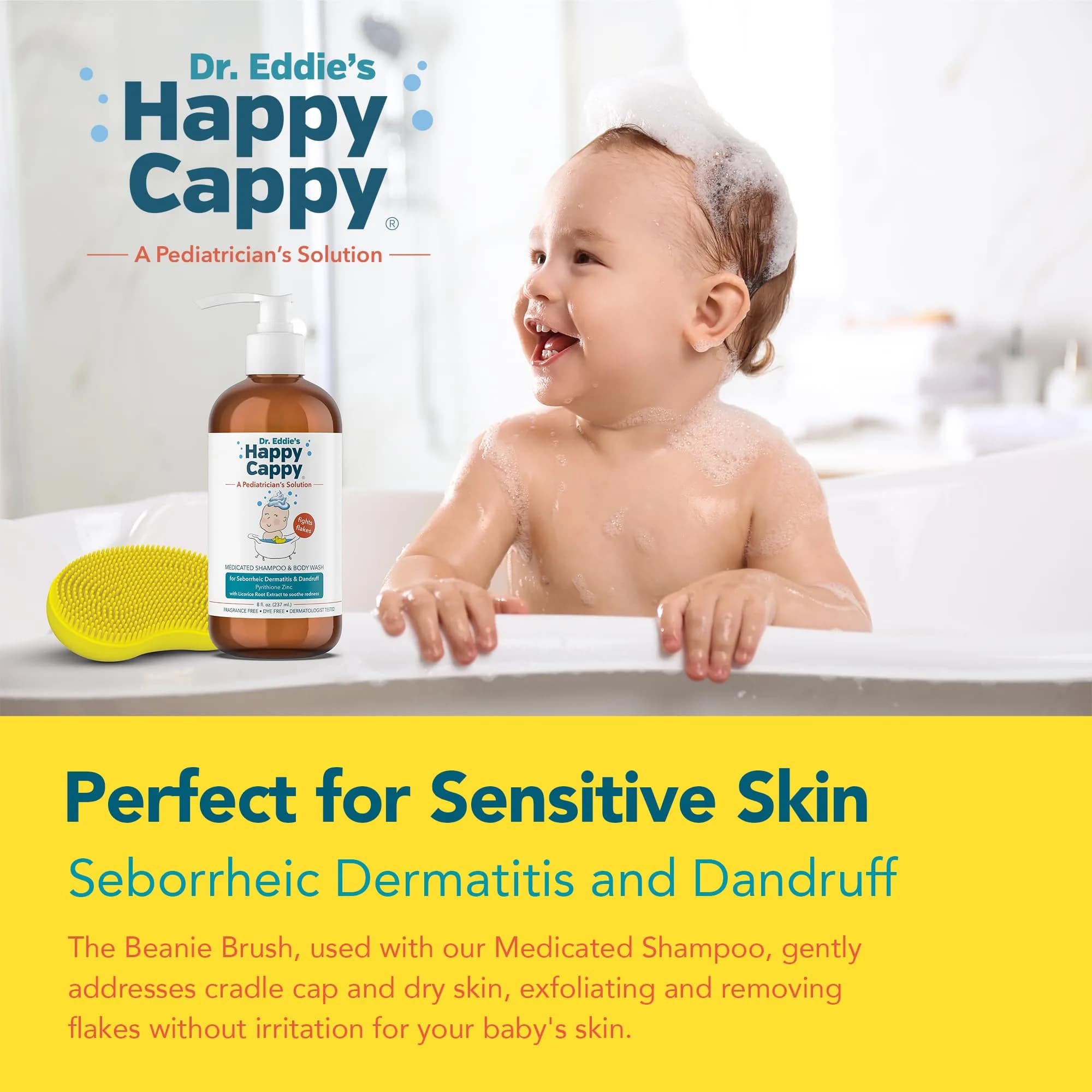 Happy Cappy Medicated Shampoo and Body Wash with Beanie Brush - 8 Fl Oz (Pack of 1) - view 4