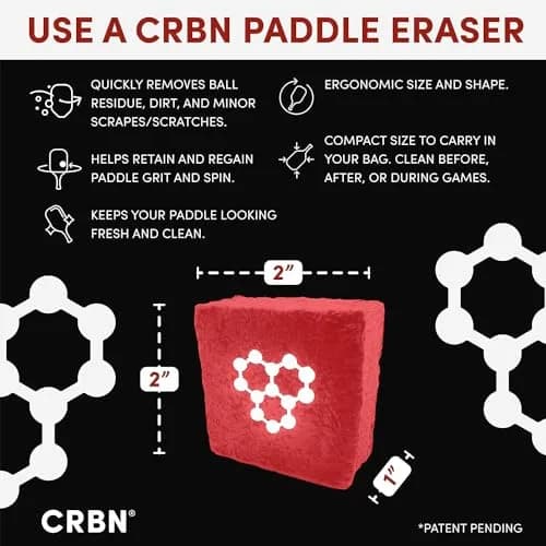 CRBN Pickleball Paddle Eraser - Red 2-Pack | Cleans Carbon Fiber & Raw Surfaces thumbnail 3