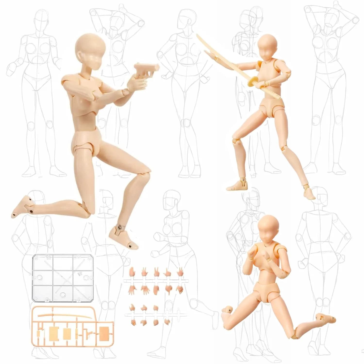Haniforever Female Artist Manikin Figure 12.7cm (5 in) | Posable for Sketching & Painting - view 7