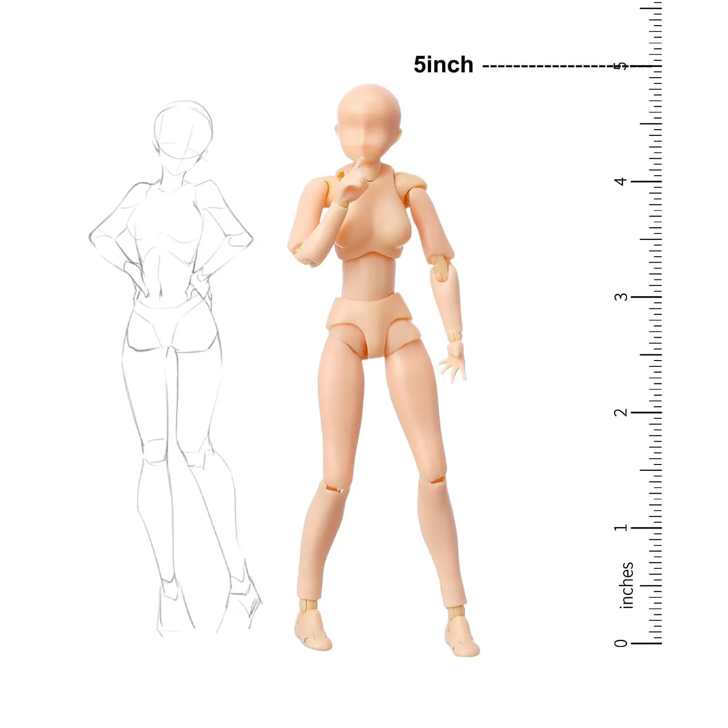 Haniforever Female Artist Manikin Figure 12.7cm (5 in) | Posable for Sketching & Painting - view 4