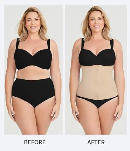 MERYOSZ Waist Trainer Corset Zipper Tummy Control Shapewear for Women, Beige XL | Breathable Body Shaper with Steel Bones thumbnail 7