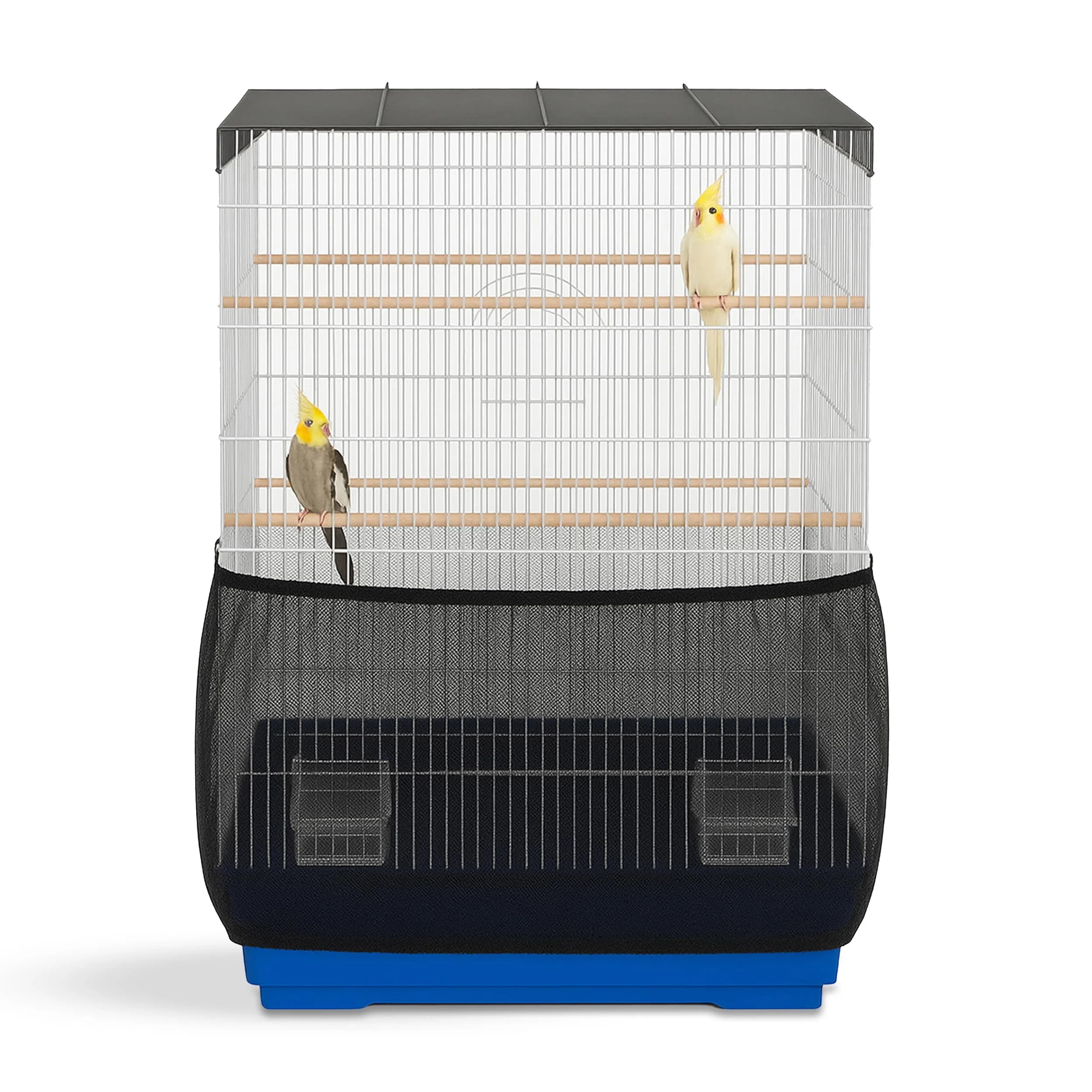 KNUTI Universal Bird Cage Seed Catcher Mesh Skirt Cover 100-in Black | Effortless Fit & Easy to Clean — Black