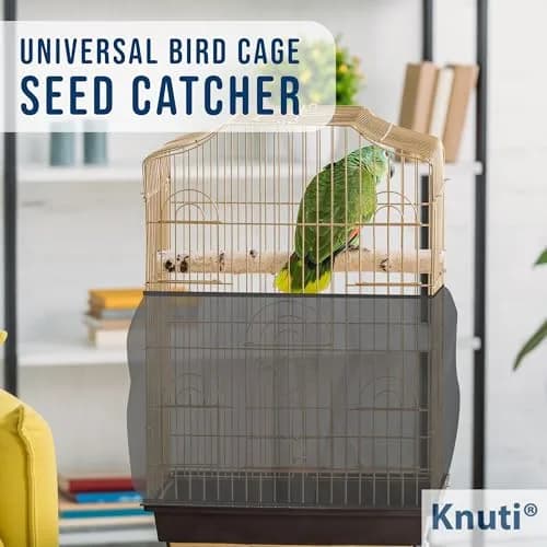 KNUTI Universal Bird Cage Seed Catcher Mesh Skirt Cover 100-in Black | Effortless Fit & Easy to Clean thumbnail 2