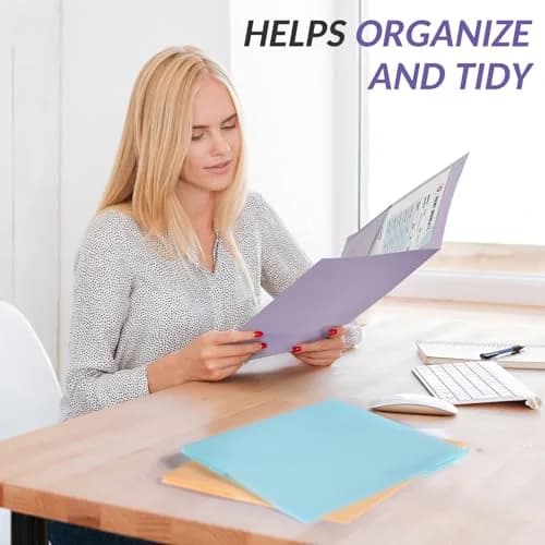 Sooez 7-Pack Plastic Folders with Pockets, Pastel Colors, 2-Pocket Folder Bulk, 29.59 cm x 24.61 cm (11.65"L x 9.45"W) | Acid-Free, Tear-Resistant, Heavy Duty thumbnail 7