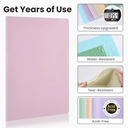 Sooez 7-Pack Plastic Folders with Pockets, Pastel Colors, 2-Pocket Folder Bulk, 29.59 cm x 24.61 cm (11.65"L x 9.45"W) | Acid-Free, Tear-Resistant, Heavy Duty thumbnail 3