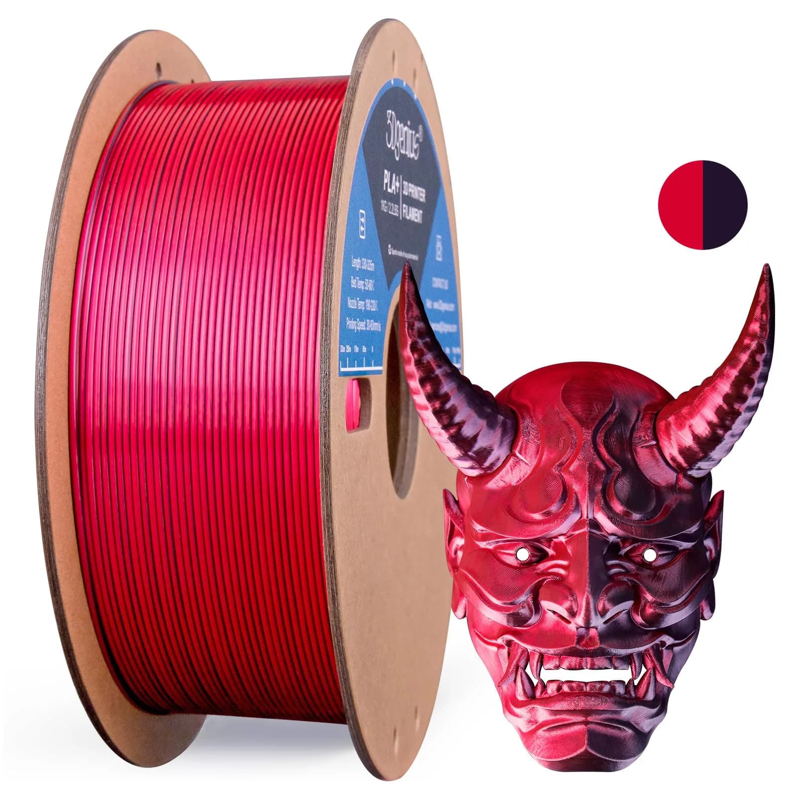 3Dgenius Silk Dual Color PLA Filament 1.75mm | 2-in-1 Multicolor, Clog-Free, 1KG Spool
