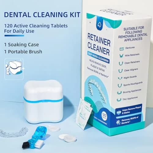 YKL Retainer & Denture Cleaner Kit with 120 Tablets & Guard Bath Cup | 10.38cm L x 9.09cm W x 23.79cm H thumbnail 4