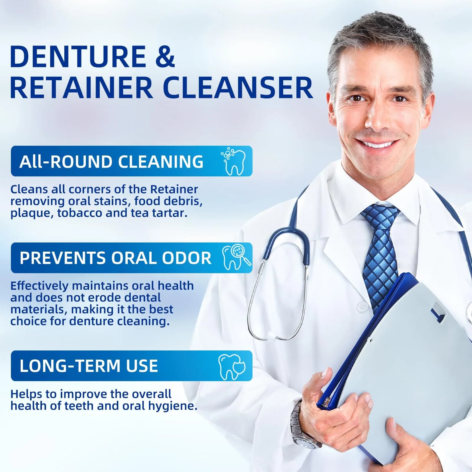 YKL Retainer & Denture Cleaner Kit with 120 Tablets & Guard Bath Cup | 10.38cm L x 9.09cm W x 23.79cm H - view 6
