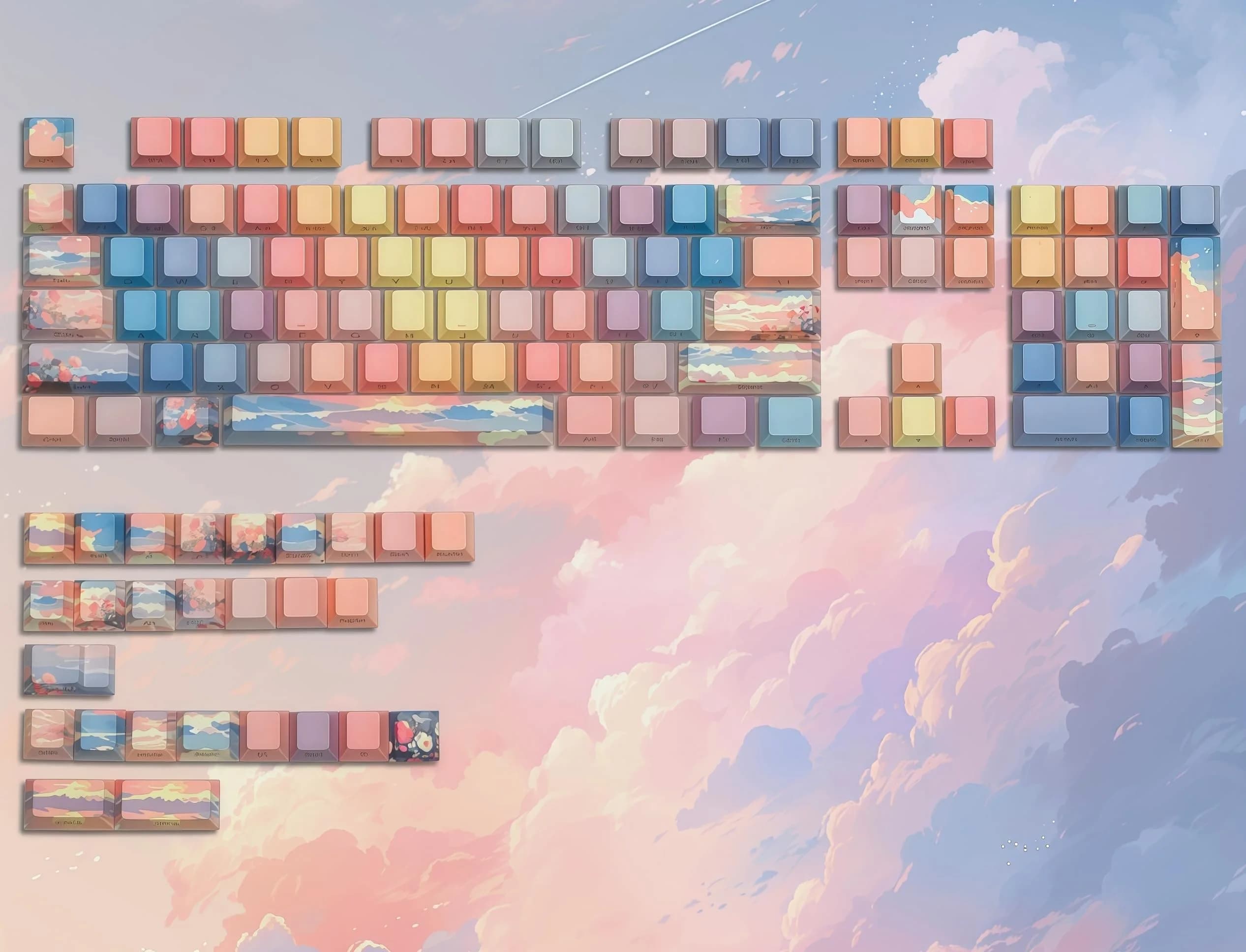 dagaladoo Colorful Sunset Double Shot PBT Keycaps Set | 130 Keys, Cherry Profile, Shine Through - main product image