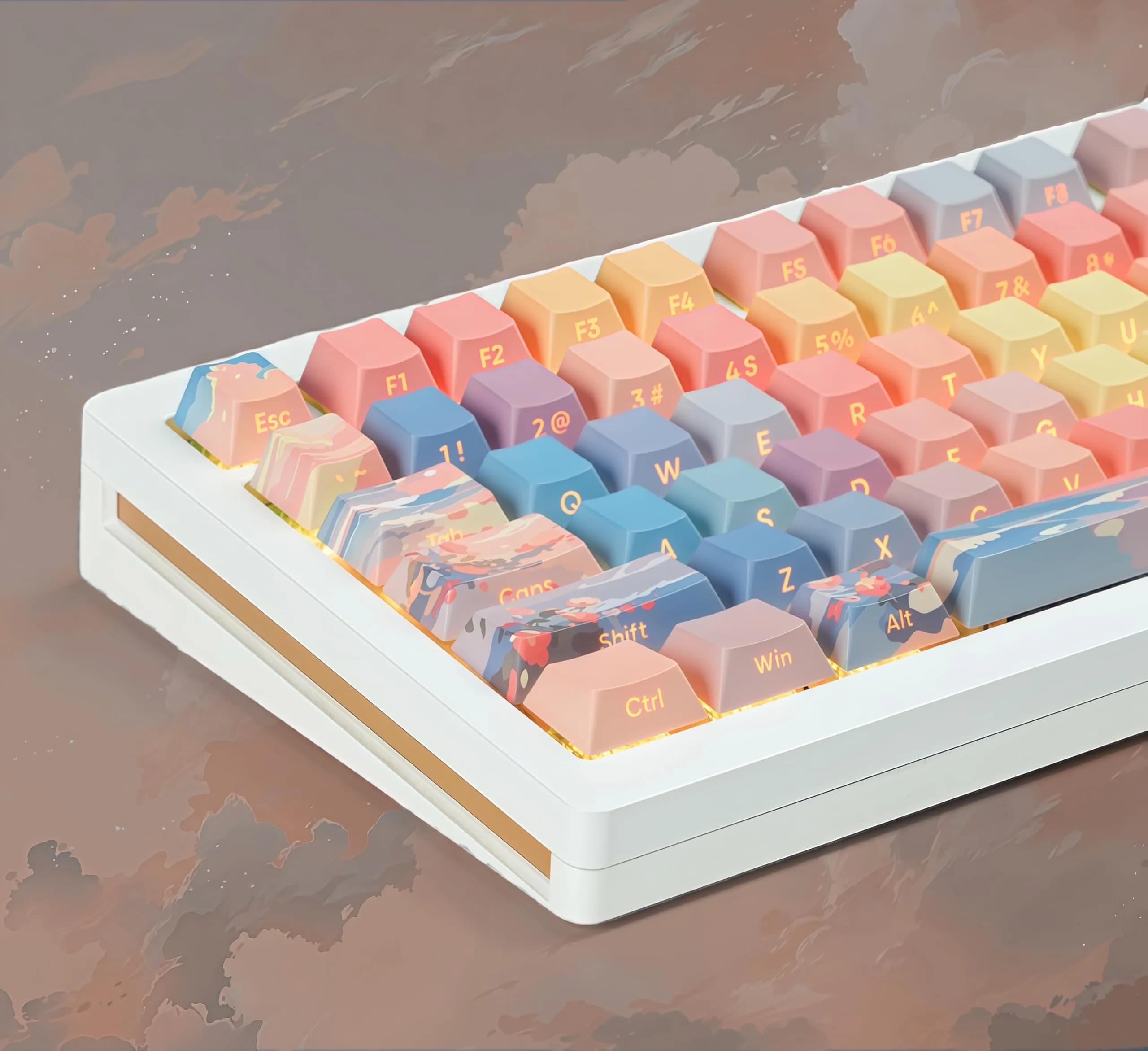 dagaladoo Colorful Sunset Double Shot PBT Keycaps Set | 130 Keys, Cherry Profile, Shine Through - view 5