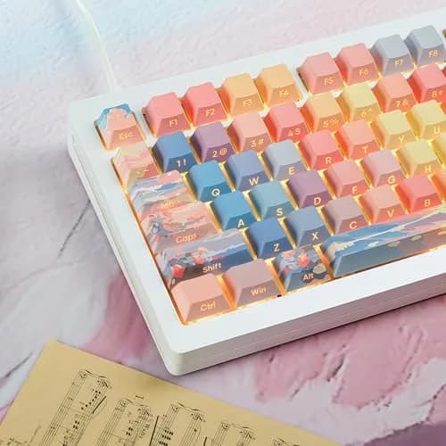 dagaladoo Colorful Sunset Double Shot PBT Keycaps Set | 130 Keys, Cherry Profile, Shine Through thumbnail 6