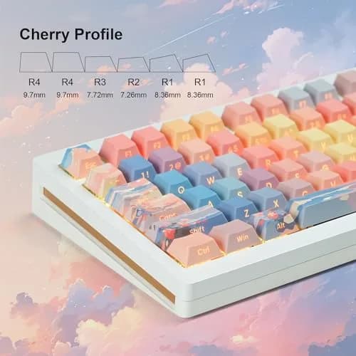 dagaladoo Colorful Sunset Double Shot PBT Keycaps Set | 130 Keys, Cherry Profile, Shine Through thumbnail 2
