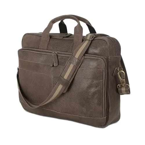 KomalC 16 Inch Leather Laptop Messenger Bag for Men & Women, Office Satchel | Premium Buffalo Leather Briefcase thumbnail 7