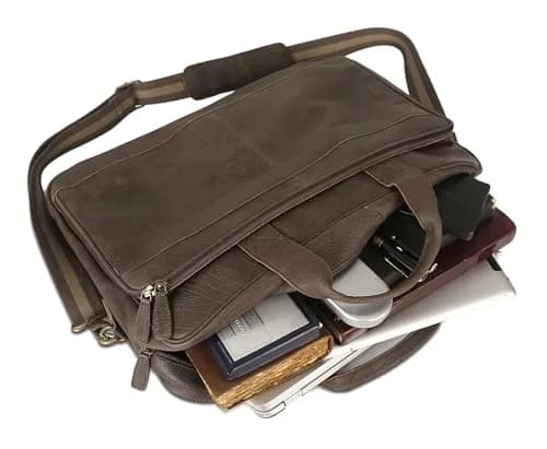 KomalC 16 Inch Leather Laptop Messenger Bag for Men & Women, Office Satchel | Premium Buffalo Leather Briefcase thumbnail 3