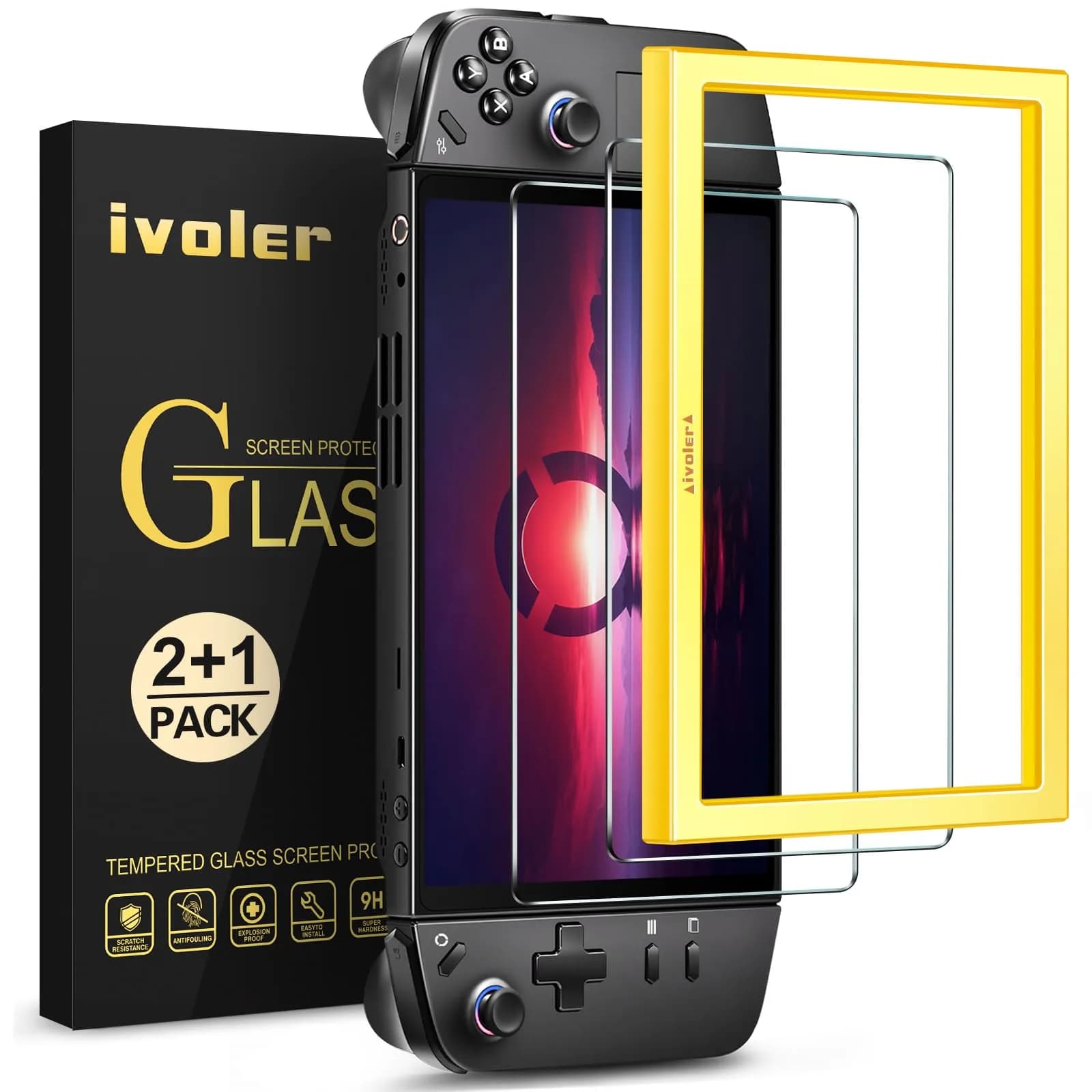 ivoler Ultra HD Clear Screen Protector for Lenovo Legion Go 8.8'' | Tempered Glass 2-Pack with Alignment Frame — Transparent