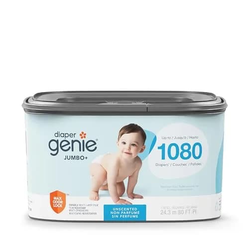 Diaper Genie Jumbo+ Square Refill 1080 Count | Odor Locking, Long-Lasting, Compatible with Diaper Genie Pails thumbnail 1
