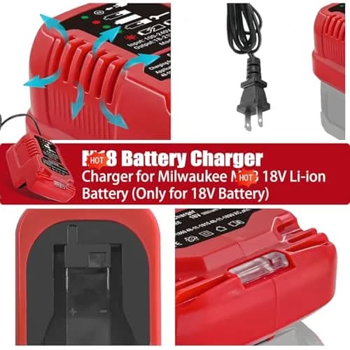 TPDL Mini Charger for Milwaukee M18 18V Battery | Compact 2A Output, 100-240V Input thumbnail 7