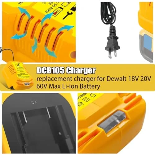 TPDL Mini Portable DCB112 Charger for Dewalt 20V/60V MAX Batteries | Compact 2A Output, 100-240V Input thumbnail 7
