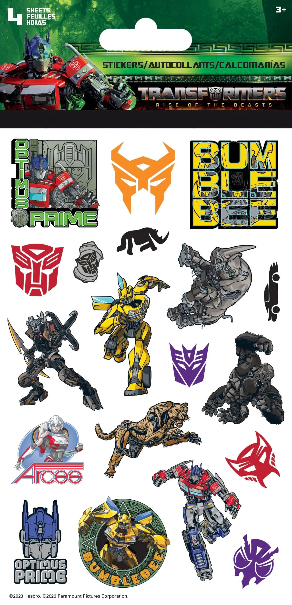 Trends International Transformers - Rise of The Beast Stickers 4 Sheet | Durable, Non-Toxic, Easy Peel — Multicolor