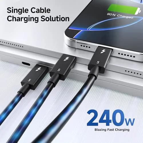 Cable Matters Thunderbolt 5 Cable 1m | 80Gbps Data & 120Gbps Video, 240W PD Support, Black thumbnail 5