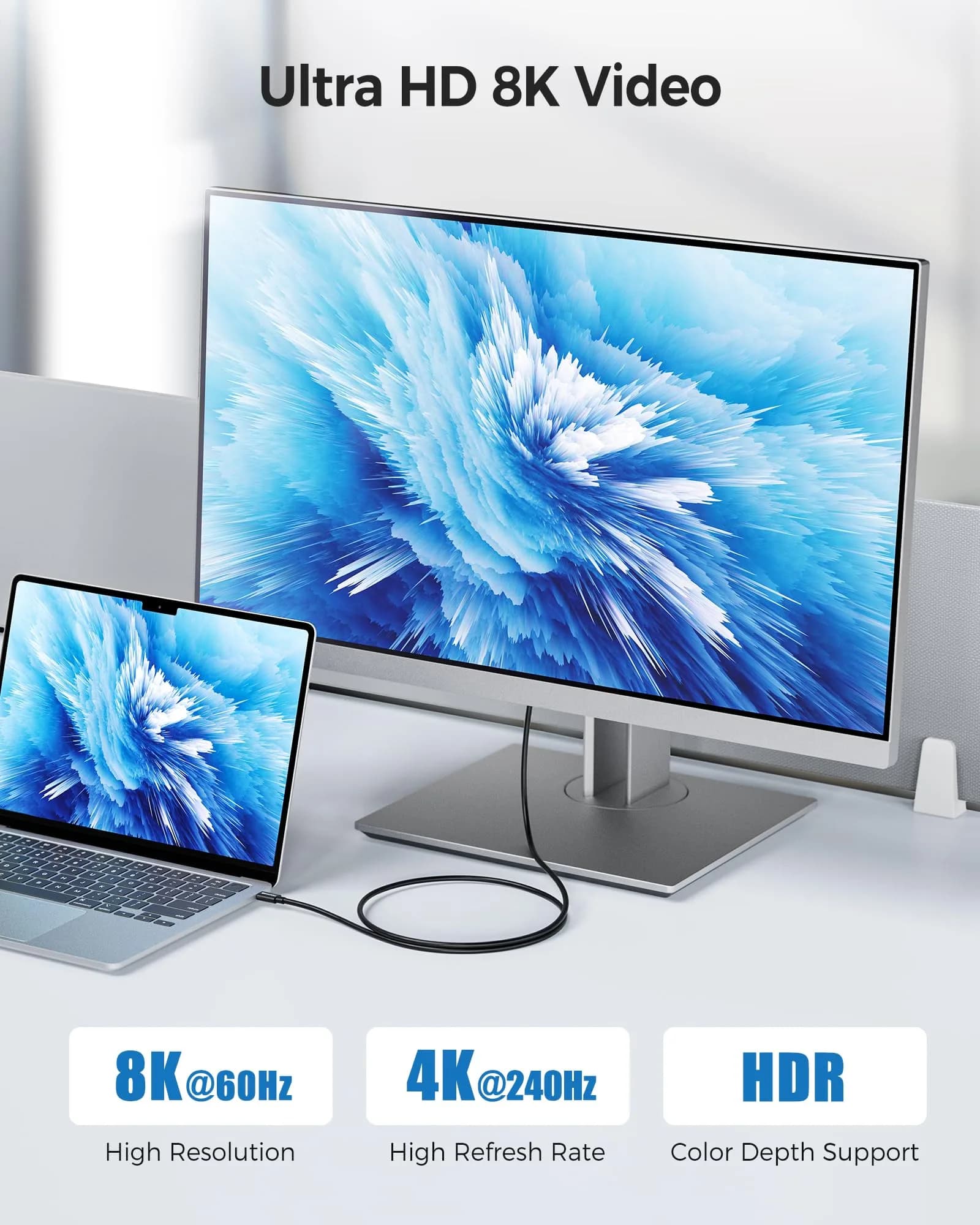 Cable Matters Black 1 Foot Thunderbolt 4 Cable | 40Gbps, 8K Video, 240W Charging - view 3